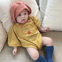 2021ins spring new baby harem climbing clothes female baby long sleeve male baby one-piece cotton bat sleeve han