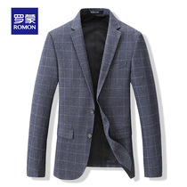 Luo Meng spring autumn mens suit Korean trend casual handsome young and middle-aged New Plaid slim suit jacket