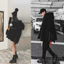 National tide winter mountain carving suede thickened big hair collar quilted jacket jacket Men and women loose couple cotton clothes cotton coat coat