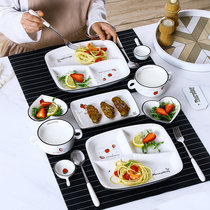  Strawberry ceramic tableware fat reduction grid plate Childrens one-person breakfast plate creative household adult separation plate