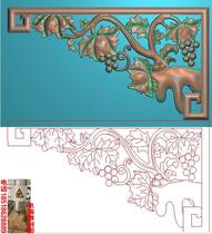 Grape horn flower hollow hanging partition Duofu Duozi carved map jdp relief map Gray scale map bmp wood carving map