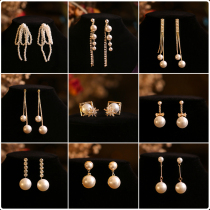 Earrings female Korean temperament Net red earrings female sterling silver 2020 New Tide Pearl tassel long earrings earrings