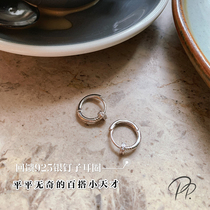 PP Ornament 925 Pure Silver Nail Earrings Round Face slim design Sensation Ear Circle Korea Temperament Net Red Mini earnail