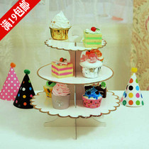 White three-layer cake shelf disposable paper birthday cake tray birthday party dessert table decoration ornaments