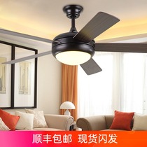 American living room fan light study bedroom ceiling fan LED retro fan chandelier European restaurant ceiling fan lamp