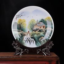 Jingdezhen ceramic hanging plate decorative plate hand-painted Xiaoqiao Family sitting plate home decoration crafts ornaments