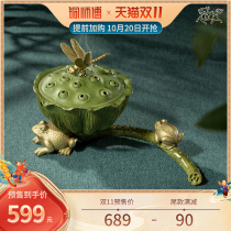 Copper master all copper ornaments lotus pond frog sound incense burner home accessories Copper Crafts gift ornaments