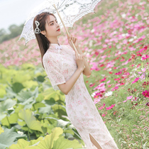 Pink cheongsam 2021 new female summer thin young girl daily wear retro modified dress