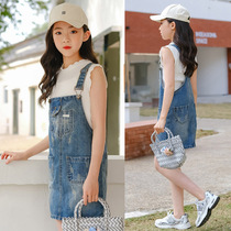 Girl Braces Skirt 2022 Summer Dress New Ocean Qi Children Dress Girl Denim CUHK Boy Pod Dress With Skirt