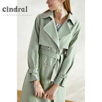 Hee 2020 spring new popular green windbreaker womens long Korean version of lapel coat casual thin temperament