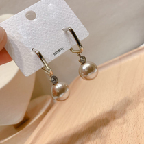 Simple pearl earrings female temperament Korean personality simple temperament Joker trendy women long fashion earrings with accessories