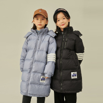 Pear small leisure children 90 velvet down jacket winter New Foreign style boys and girls warm hooded long down jacket tide tide