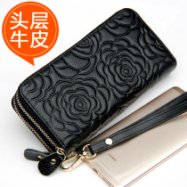 Headlayer Bull Peel Wallet Lady Long Style Genuine Leather Large Capacity Multifunction Leather Clip Double Zipped Womens Phone Bag New