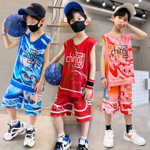 Boys summer clothing suit 2022 new summer childrens Korean version of Hans version of Chinese basketball clothes in Chinese