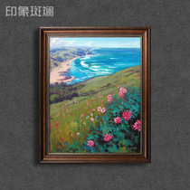 Hand-painted oil painting facing the sea spring blossoming modern natural scenery porch table hanging painting decoration restaurant study