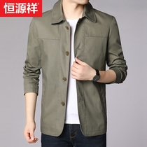 Hengyuanxiang mens coat spring and autumn thin father jacket mens casual middle-aged mens autumn coat middle-aged mens