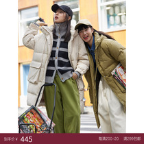 (90 white duck down warm baby down jacket) deer and birds Japanese winter mid-length thickened hooded jacket 3912