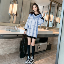 Sweater women loose wear 2020 new autumn and winter V collar base knitted women lazy wind inside temperament tide