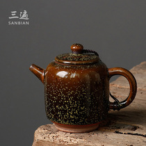 Junhao original mineral Tianmu Glaze Teapot Jianzhan Xishi Pot Ceramic Gongfu tea with handmade ball hole tea maker Single pot