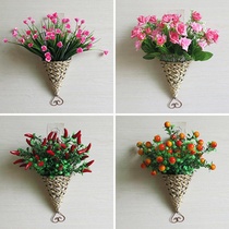 Wall-mounted flower indoor living room wall flower basket wall-mounted bedroom wall hanging wall home simulation fake flower cover decorations