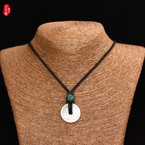 Large hole safety buckle ring special pendant lanyard Emerald jade braided high-end necklace rope