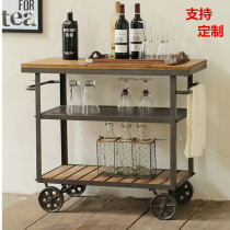American mobile dining car trolley commercial hotel restaurant household iron three-layer hand push wine truck rack