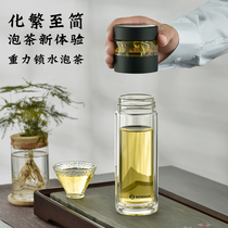 High-end tea water separation tea cup transparent double-layer glass men and women household car portable tea filter water cup