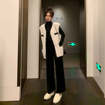 SANDRO moskoloni big code womens clothing three sets 2022 new early autumn minus the ocean belly trendy