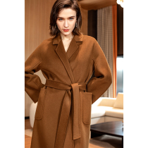 Vatican caramel double-sided cashmere coat female temperament 2021 autumn and winter New long high-end woolen coat
