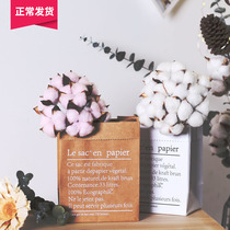 (Mountain Tree) Paper Bag Cotton Dry Flowers Yoncs Flowers Combined Ins Wind Swing Piece Bouquet Floral Art Home Wedding Decorations
