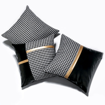 Model room pillow thousand bird grid light luxury Nordic leather sofa cushion backrest living room modern model room luxury waist pillow