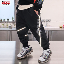 Mi Xiguo childrens clothing boy plus velvet padded pants autumn and winter models 2021 new children Foreign style casual pants