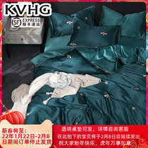 KVHG Summer Ice Silk Bedding Set Naked Sleeping Water Washed Silk Satin Tencel European Bed Sheet Cover