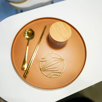 Vintage Nordic decorative metal storage tray Tea set Tea tray Simple cup Fruit tea table Household round tray