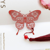 (Dream butterfly)Classical tassel Chinese style butterfly dream metal creative bookmark rose stainless steel cultural and creative gift