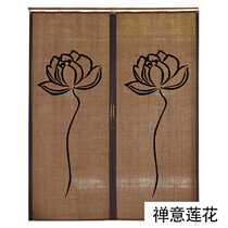 Bamboo curtain partition new Chinese retro ink Zen folding rolling door tea room printed side sliding door simple bamboo curtain