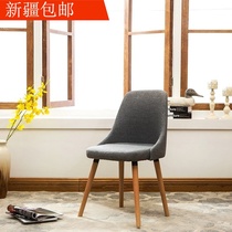 Solid Wood hotel dining chair home backrest desk chair Nordic modern minimalist leisure fabric Cafe dining stool