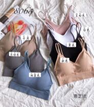 Beauty Back Underwear Womens Vertical Striped Cotton No Marks fine shoulder strap Meal back lingerie Breasted Little Vest Wrapped in chest Summer thin