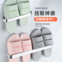 Bathroom trailer rack with non-perforated wall slippers shelf entrance storage rack waterproof toilet wall