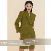 Z boss Polman double row mouth suit jacket woman Inron cavity tone retro Morden smooth line suit jacket woman