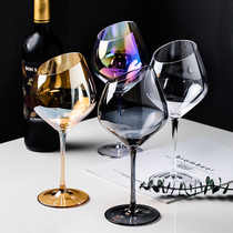 ins cup Colorful ion-plated transparent crystal glass wine glass oblique lipstick wine champagne glass white wine goblet