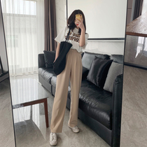 High-waisted wide-leg pants Womens Spring and Autumn white pants womens loose casual overalls straight draping pants womens summer