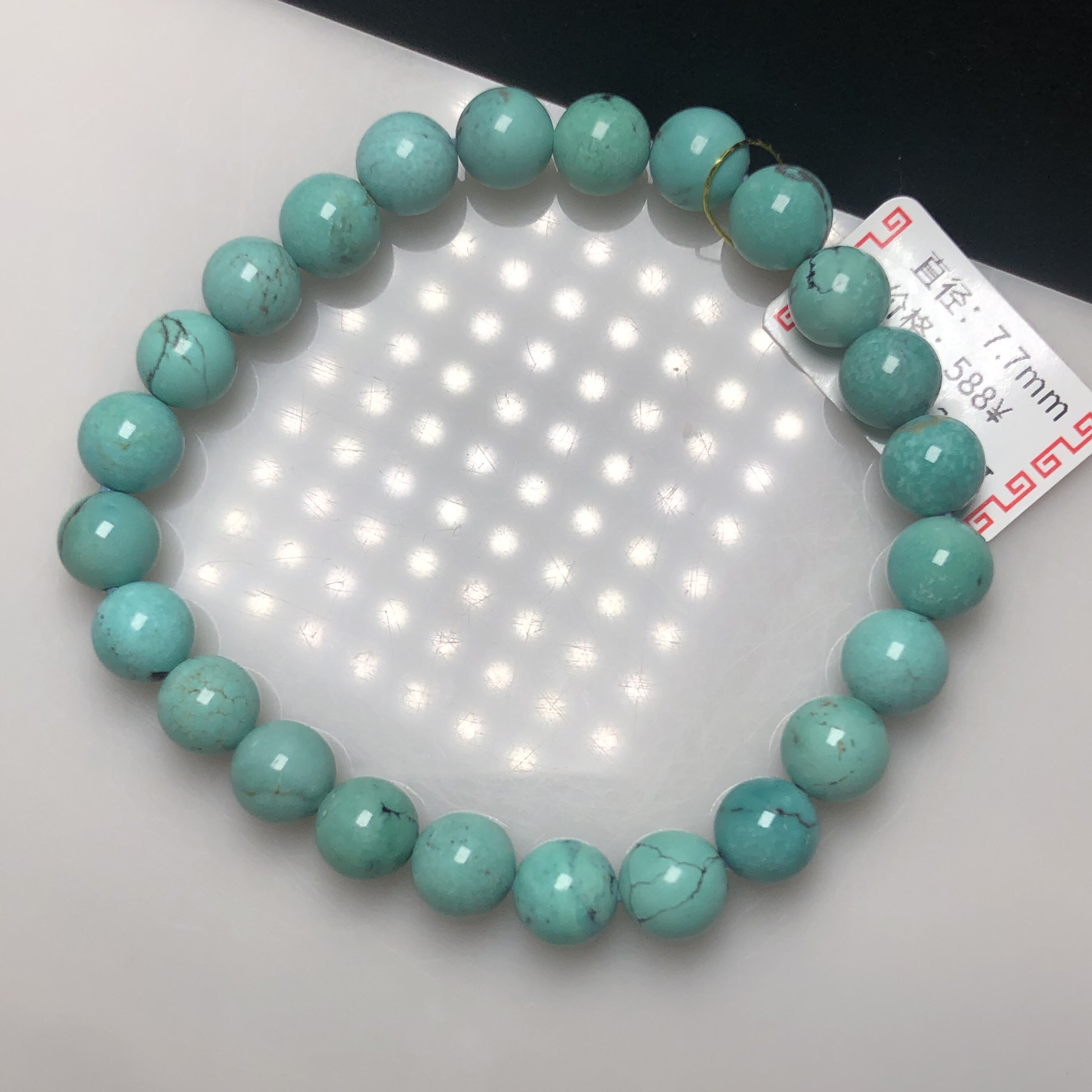 Boutique Porcelain Glazed Grade Green Pine Stone Hand Condensed 7 7mm