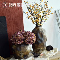 Charred edge embroidered ball coarse pottery vintage Vantage Silence Wind Pottery Jar Ceramic Floral Floral Floral Flower Arrangement Decorative Vase