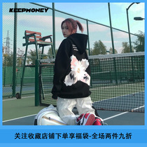 KeepMoving Little daisy lightning sweater male casual hip hop print light blue pullover hoodie female autumn and winter