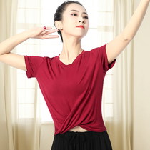 Dance dress womens top summer short sleeve Modal modern dance National classical dance body rhyme body dance practice suit