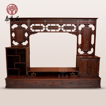 New minimalist modern living room ground cabinet South American acid branch Background wall TV cabinet in red wood TV cabinet Background cabinet