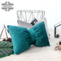 Yu Luo solid color ins bow pillow Cute princess cushion Nordic bedside pillow Removable car backrest