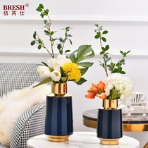 Light Extravagant Living Room Creative Flower Arrangement Pendulum home Decorative Ceramic Vase Floral Furnishing H1074 Blue