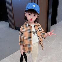Girls autumn plaid shirt 2021 new children Korean coat foreign style fashionable baby spring and autumn long sleeve shirt